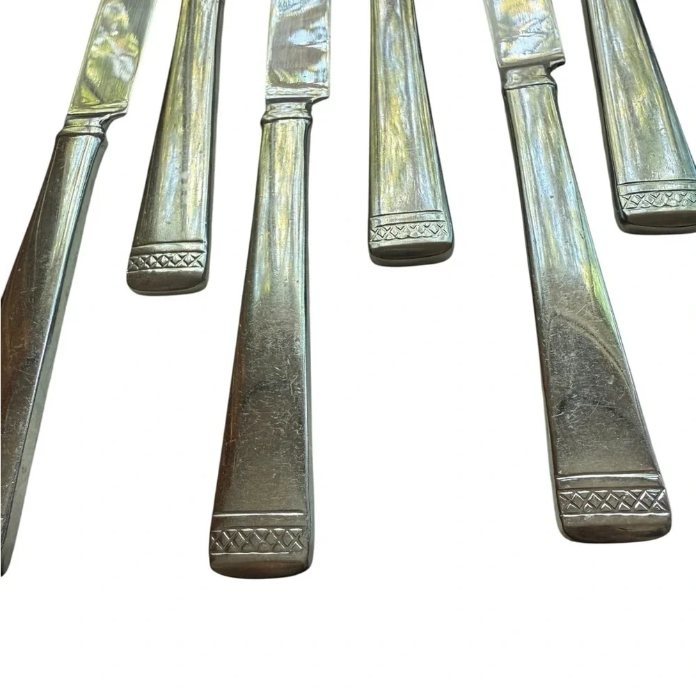 Gorham Serrated 9 inch Dinner Knives Unknown Pattern Lot of 6 Stainless  Steel
